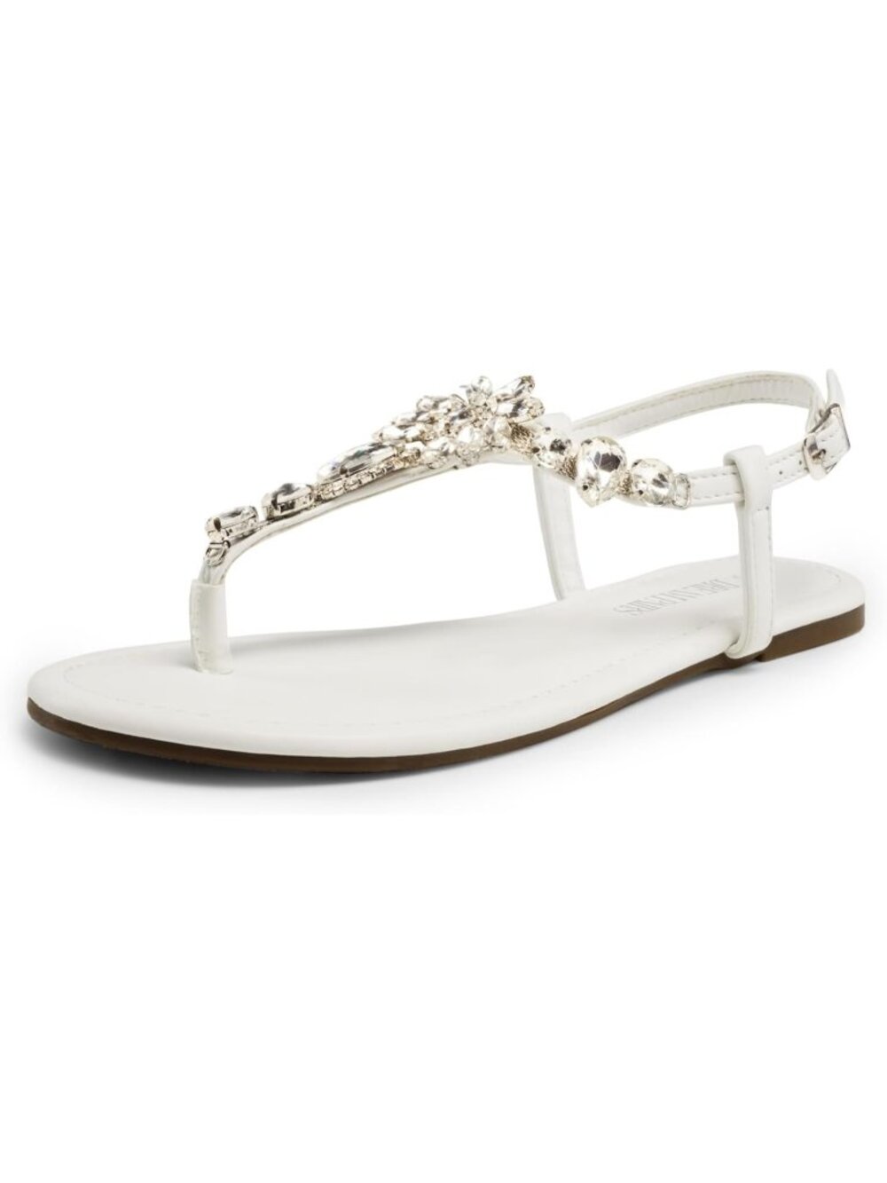 Dream Pairs Women's White Thong Sparkle Rhinestone Comfortable Flat Sandals